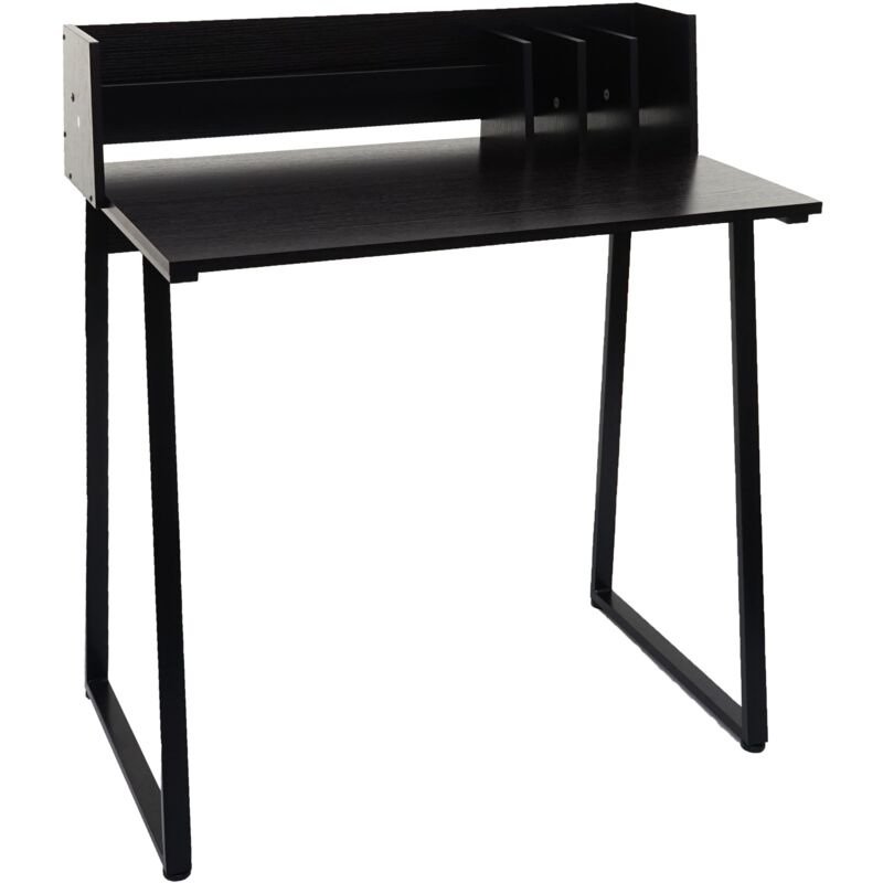 foto del prodotto tavolo porta computer da ufficio 82x51 cm supporto per libri e documenti incluso struttura in metallo e mdf nero 040006059