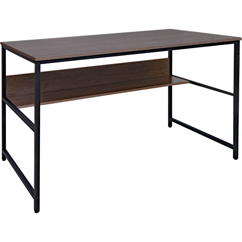 foto del prodotto tavolo porta computer da ufficio spazio sotto il piano del tavolo 120x60 cm in mdf grigio marrone e metallo 040006061