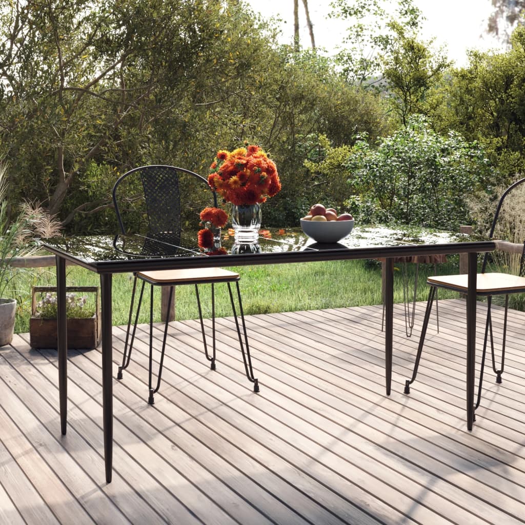 foto del prodotto tavolo pranzo giardino nero 160x80x74 acciaio e vetro temperato cod mxl 34202