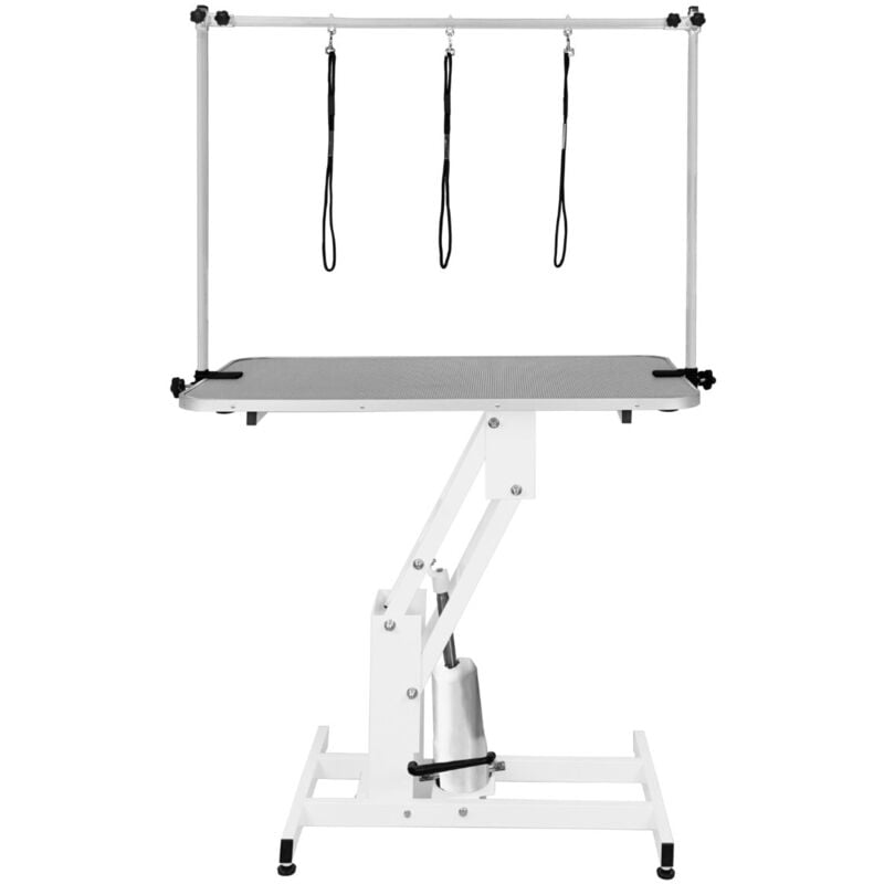 foto del prodotto tavolo professionale idraulico per toelettatura cani - altezza regolabile 55-101 cm, capacità 180 kg, piano 106x61 cm in gomma rosa antiscivolo,