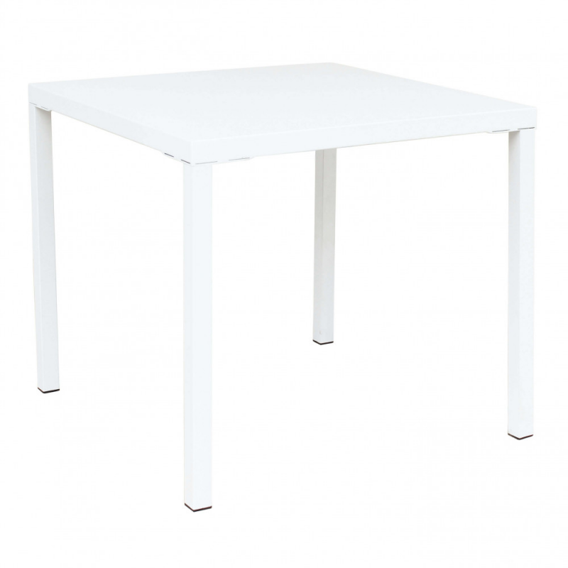 foto del prodotto tavolo quadrato 80x80 cm impilabile salvaspazio da esterno giardino per bar e ristoranti con struttura e piano in acciaio bolton white