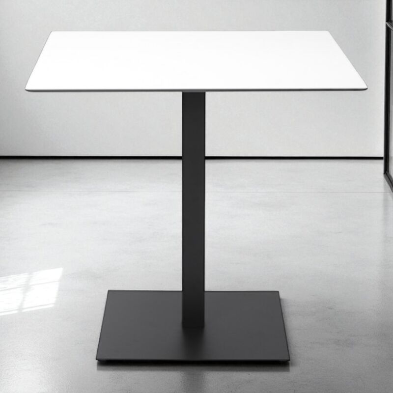 foto del prodotto tavolo quadrato da bar pub ristorante per esterno 80x80 cm piano in hpl bianco h 74