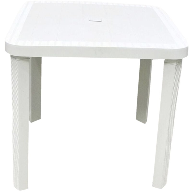 foto del prodotto tavolo quadrato da giardino bianco 80x80cm in plastica arredo spazio esterno 008007 trade shop traesio