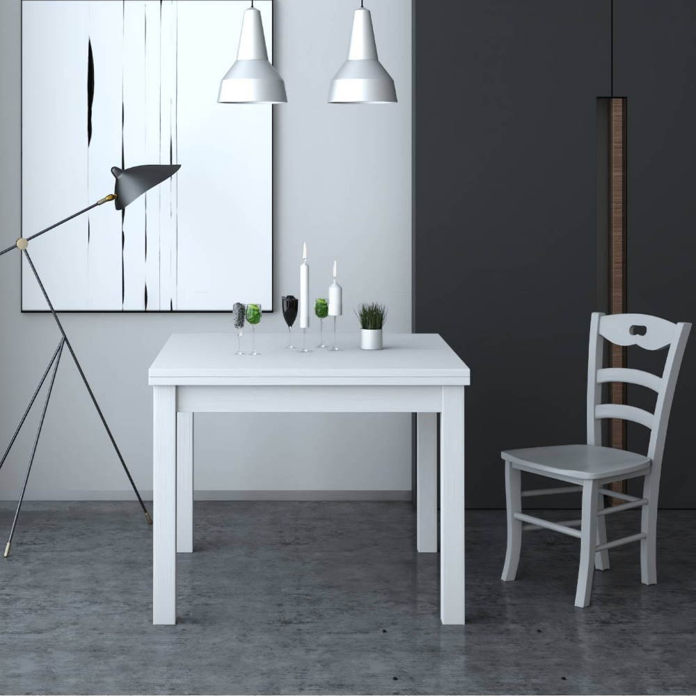 foto del prodotto tavolo raddoppiabile firenze 90x90 colore bianco frassinato