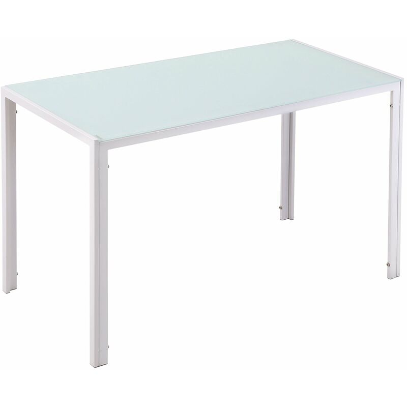foto del prodotto tavolo rettangolare 120x60x75 cm in metallo e vetro temperato bianco