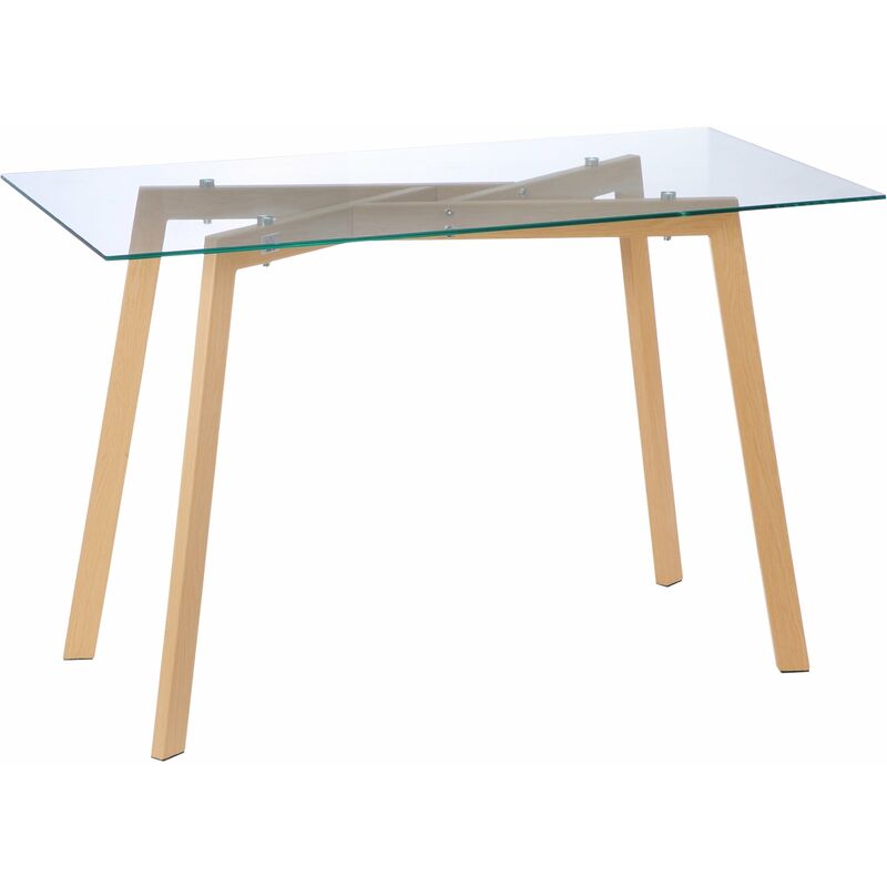 foto del prodotto tavolo rettangolare 120x60x76 cm max 4 persone in acciaio con piano in vetro temperato