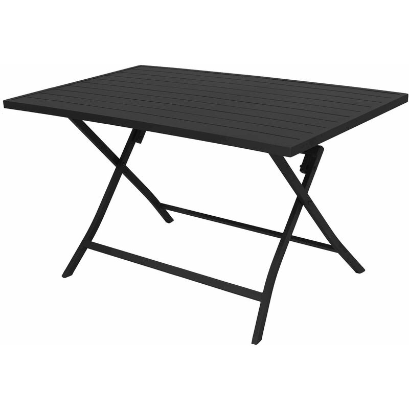 foto del prodotto tavolo rettangolare 130x75 cm da esterno giardino con struttura in alluminio e piano effetto doghe oriental - black