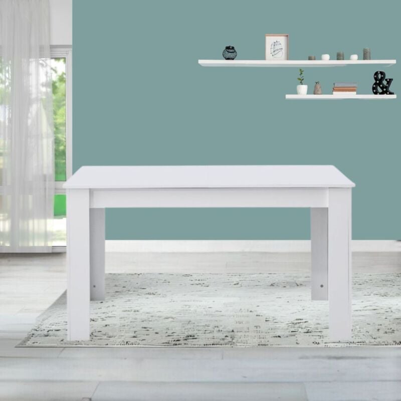 foto del prodotto tavolo rettangolare allungabile colore bianco 140x90 cm tony