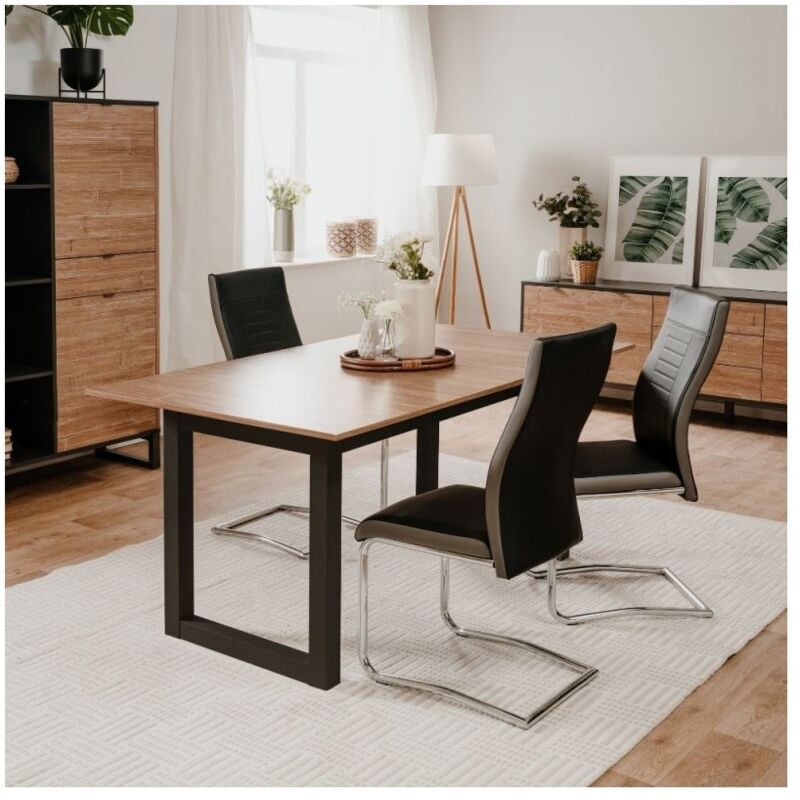 foto del prodotto tavolo rettangolare allungabile piano color legno e gambe antracite austin80a 160x90x75