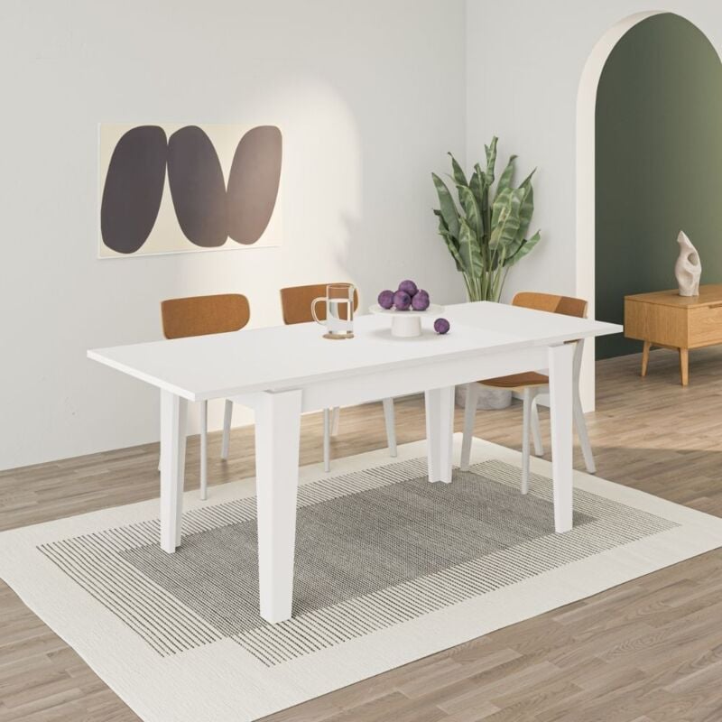 foto del prodotto tavolo rettangolare bianco 140x80 allungabile a 190 cm tolmen
