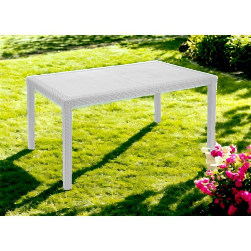 foto del prodotto tavolo rettangolare in plastica plp da giardino esterno joker bianco 138x78x72 c