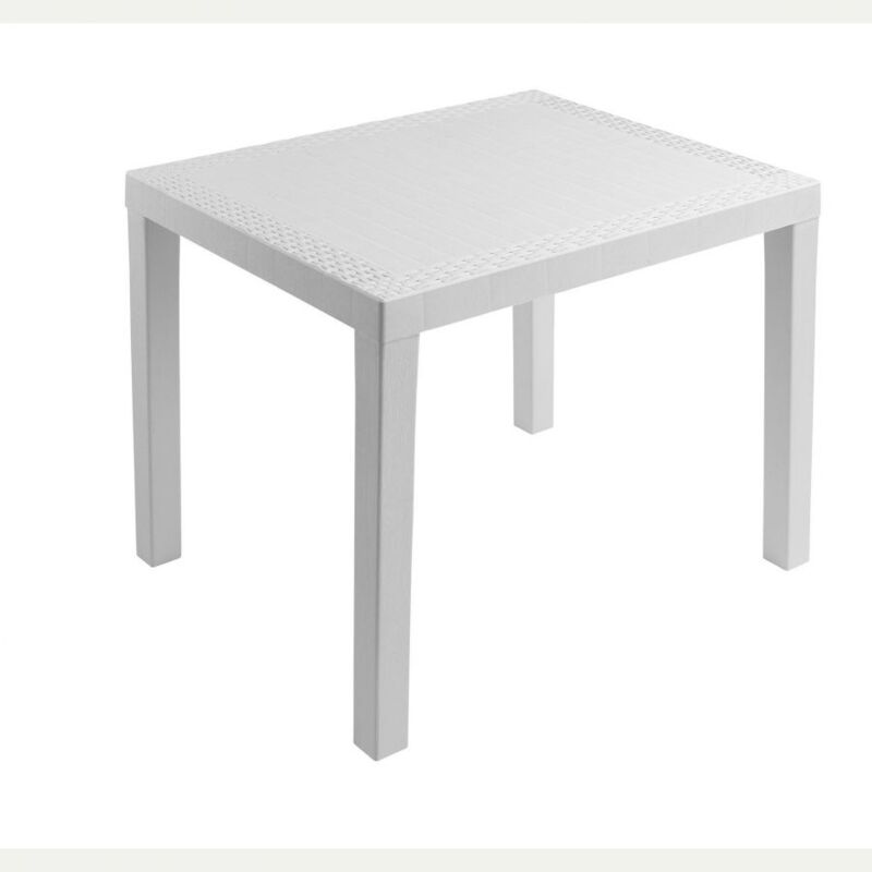 foto del prodotto tavolo rettangolare in plastica plp poker bianco 78x65x72h
