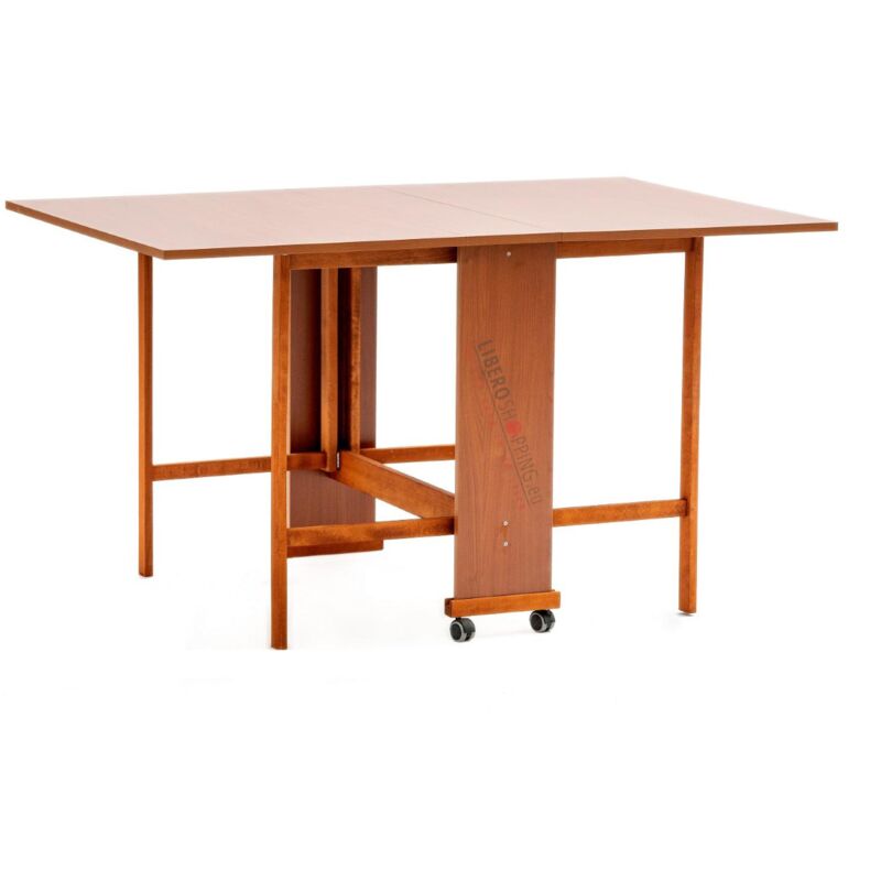 foto del prodotto tavolo richiudibile legno formica con ruote 140x90 cm giorgia ciliegio
