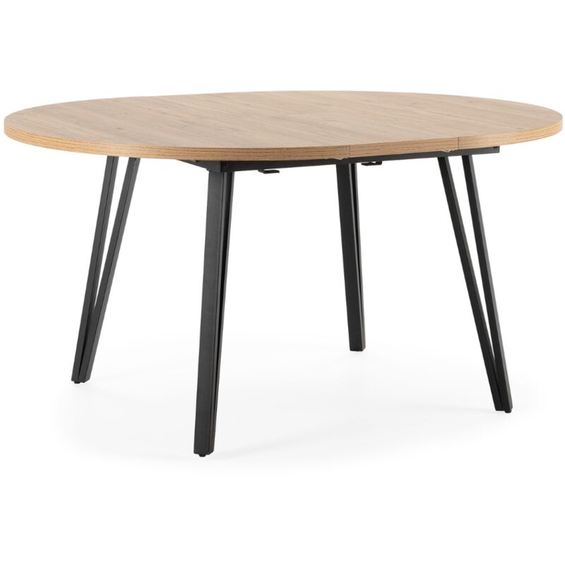foto del prodotto tavolo rotondo allungabile da 120 a 150 cm con gambe in metallo nero cleo
