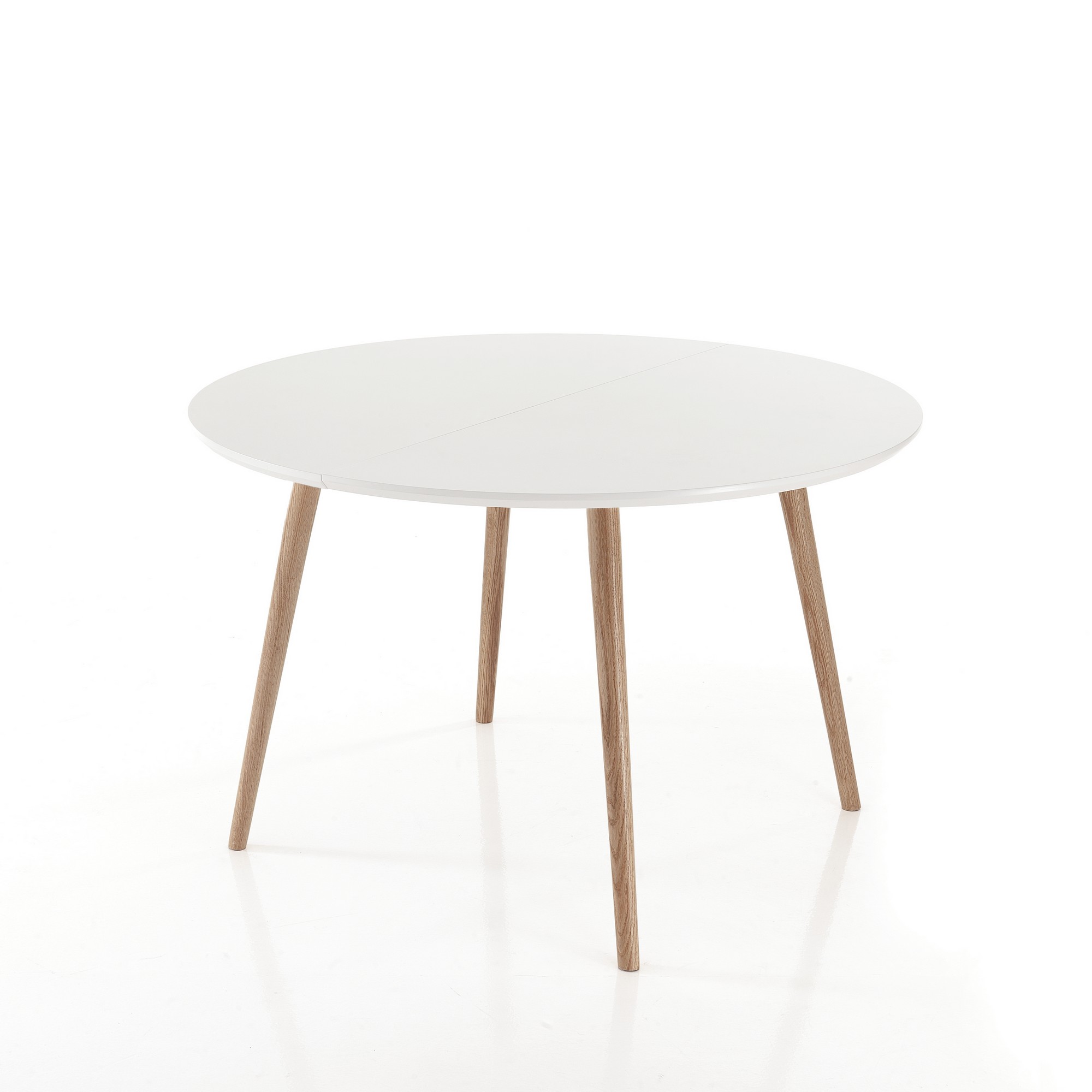 foto del prodotto tavolo rotondo allungabile effetto legno laccato bianco cm h75 x 120