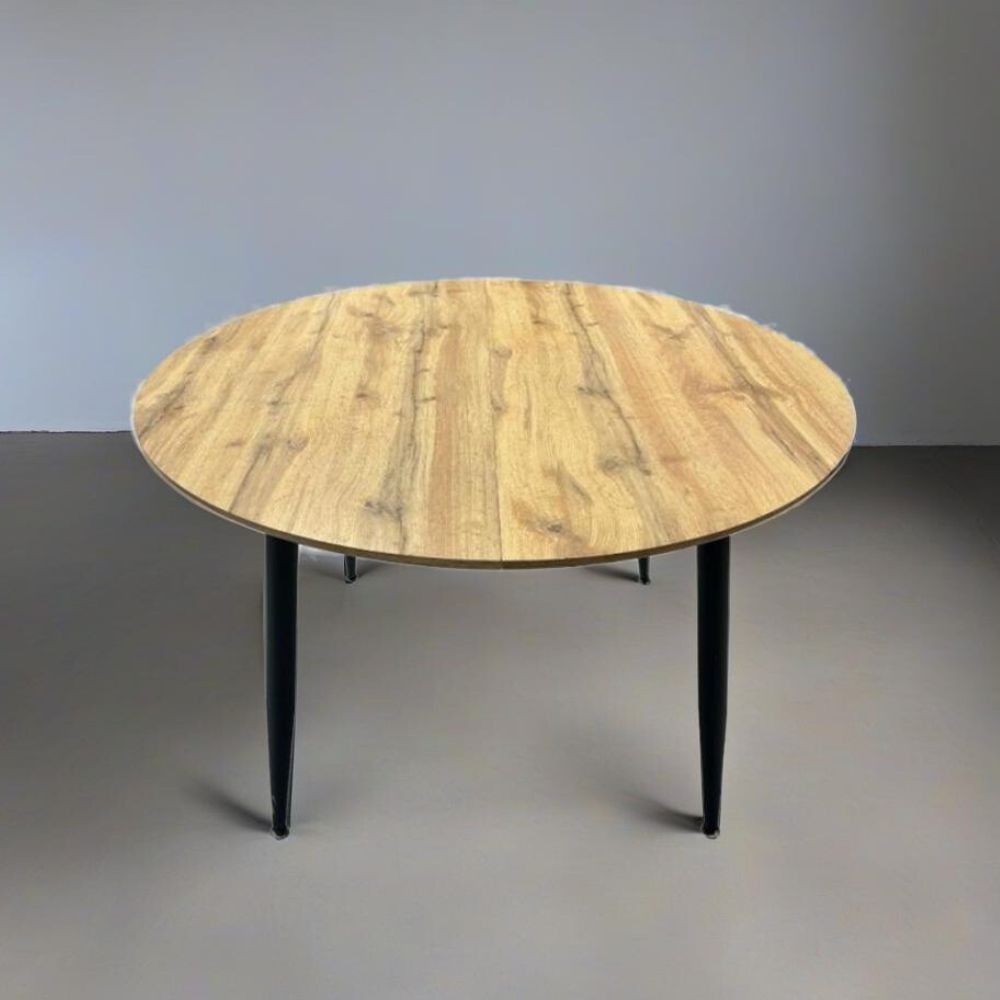 foto del prodotto tavolo rotondo allungabile rovere con gambe nere cordelia 120x120x75