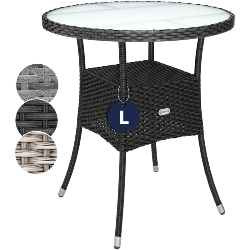 foto del prodotto tavolo rotondo da giardino polyrattan 80 cm piano in vetro 5mm altezza regolabile tavolino da caff terrazza balcone schwarz l de casaria