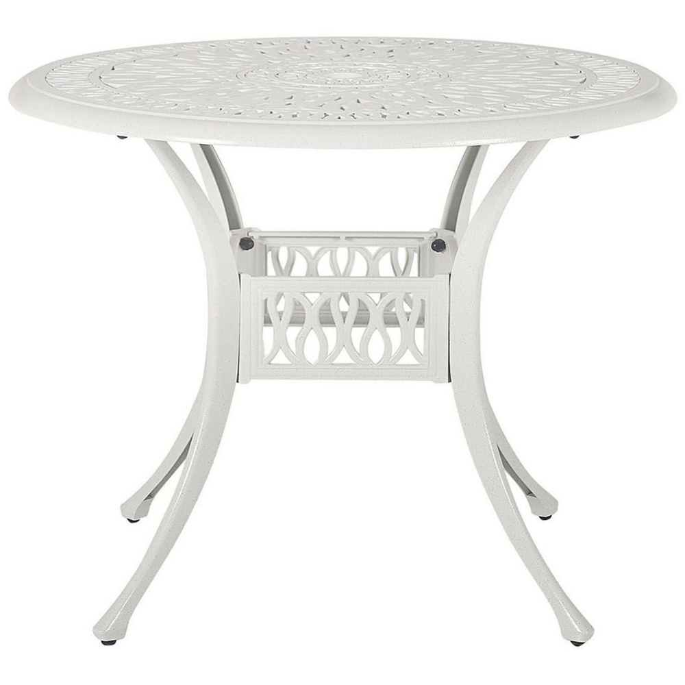 foto del prodotto tavolo rotondo da giardino stile vintage alluminio bianco sporco ø 90 cm