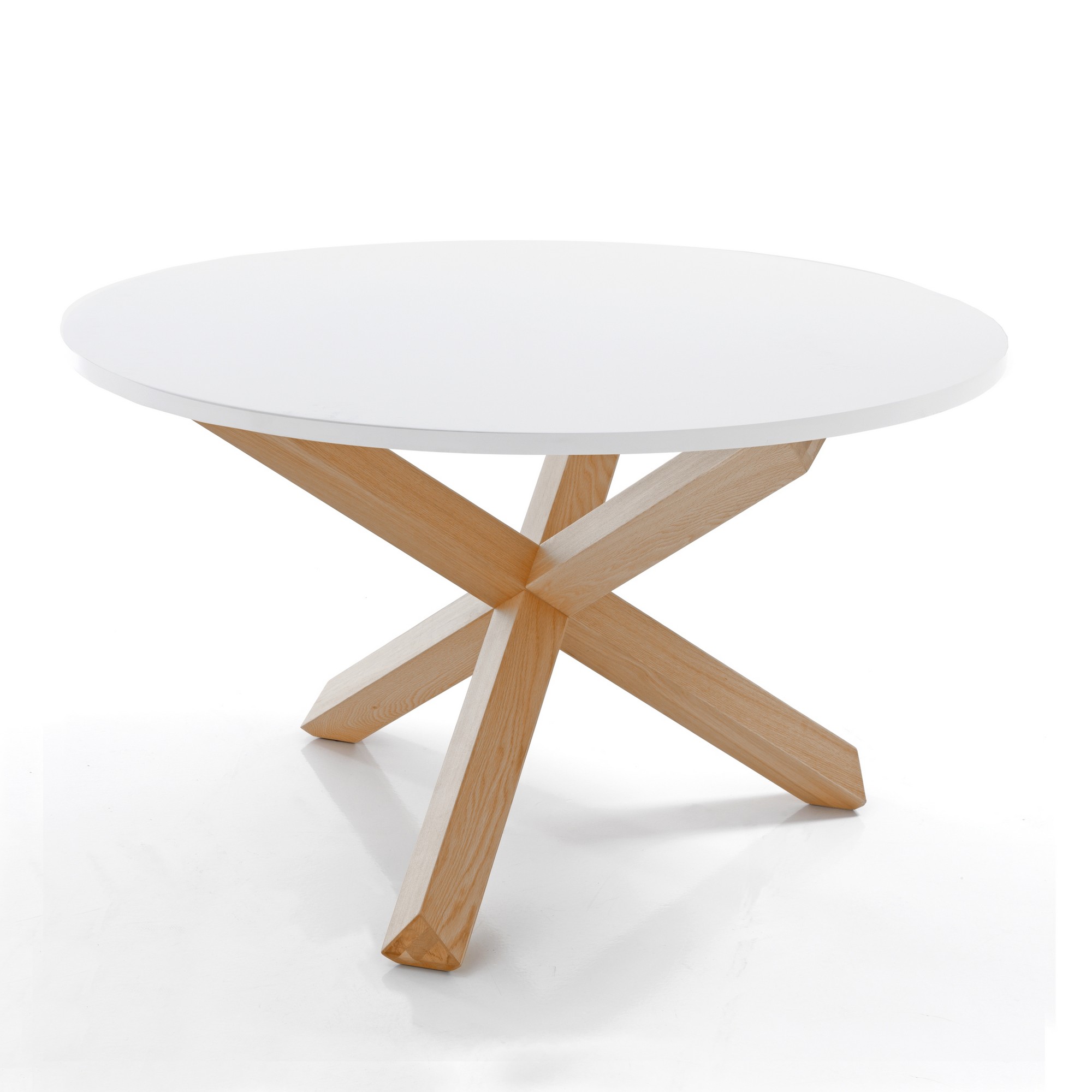 foto del prodotto tavolo rotondo effetto legno laccato bianco cm. h.75 x 120