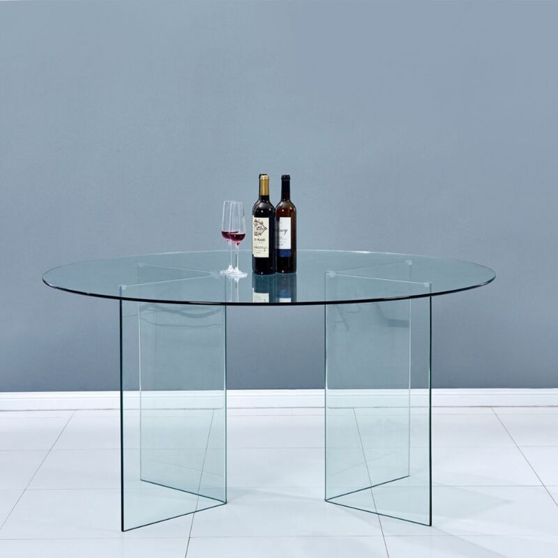 immagine 0 del prodotto tavolo rotondo in vetro trasparente temperato 137x77h cm acacia