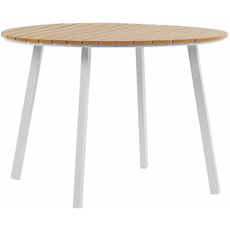 foto del prodotto tavolo rotondo per esterni piano in legno sintetico gambe in alluminio cavoli