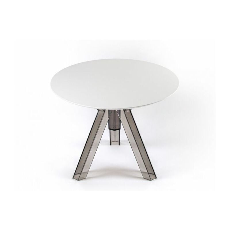 foto del prodotto tavolo rotondo trasparente policarbonato design fum ometto diametro 90 120 piano bianco dimensione piano diamentro 90