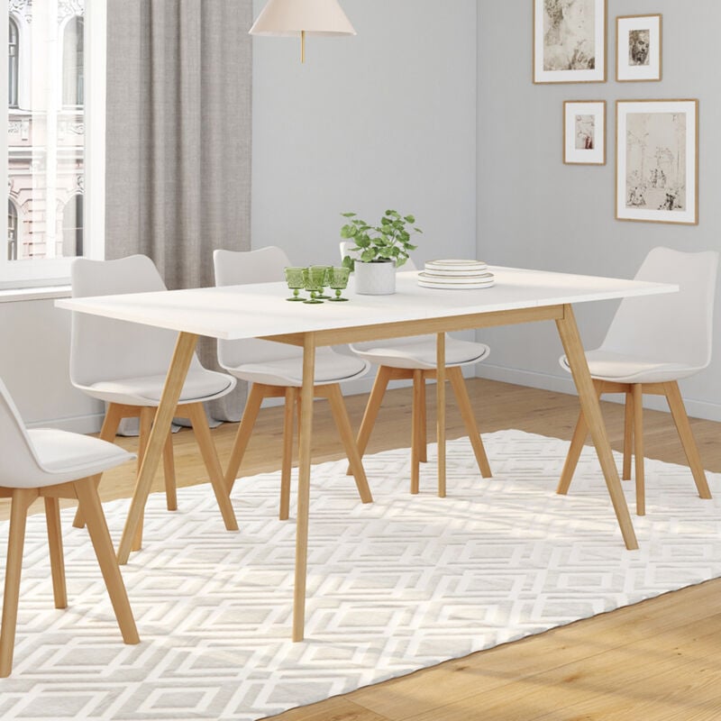 foto del prodotto tavolo scandinavo allungabile inga 120 160 cm bianco