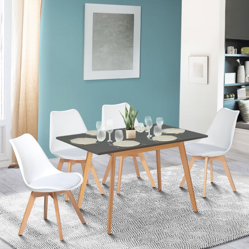 foto del prodotto tavolo scandinavo allungabile inga 120 160 cm con piano in legno e gambe nere
