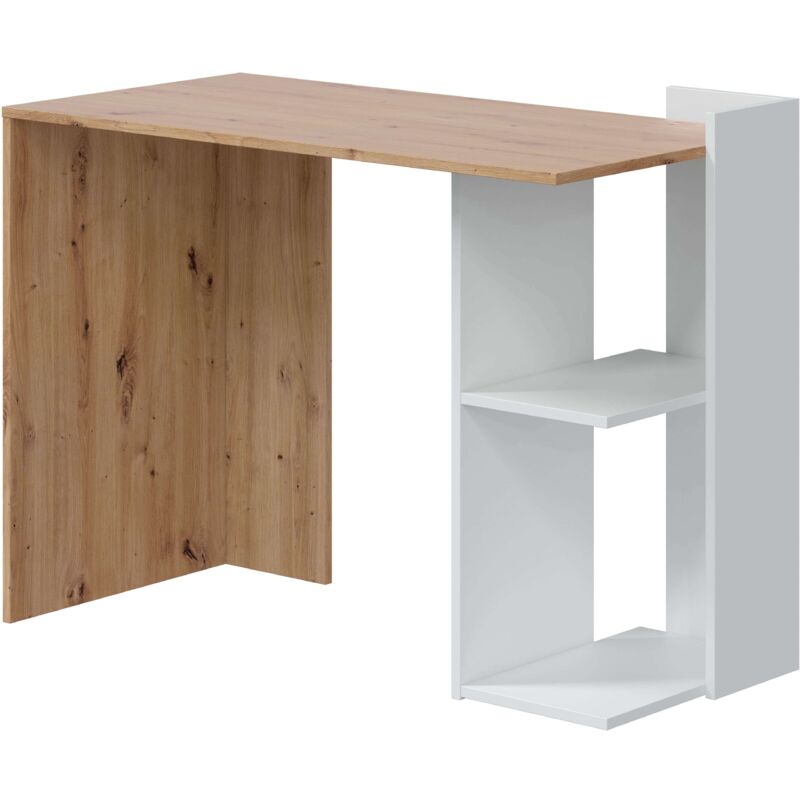 foto del prodotto tavolo scrivania kenia in rovere nodi e bianco artik 78x100x52 cm