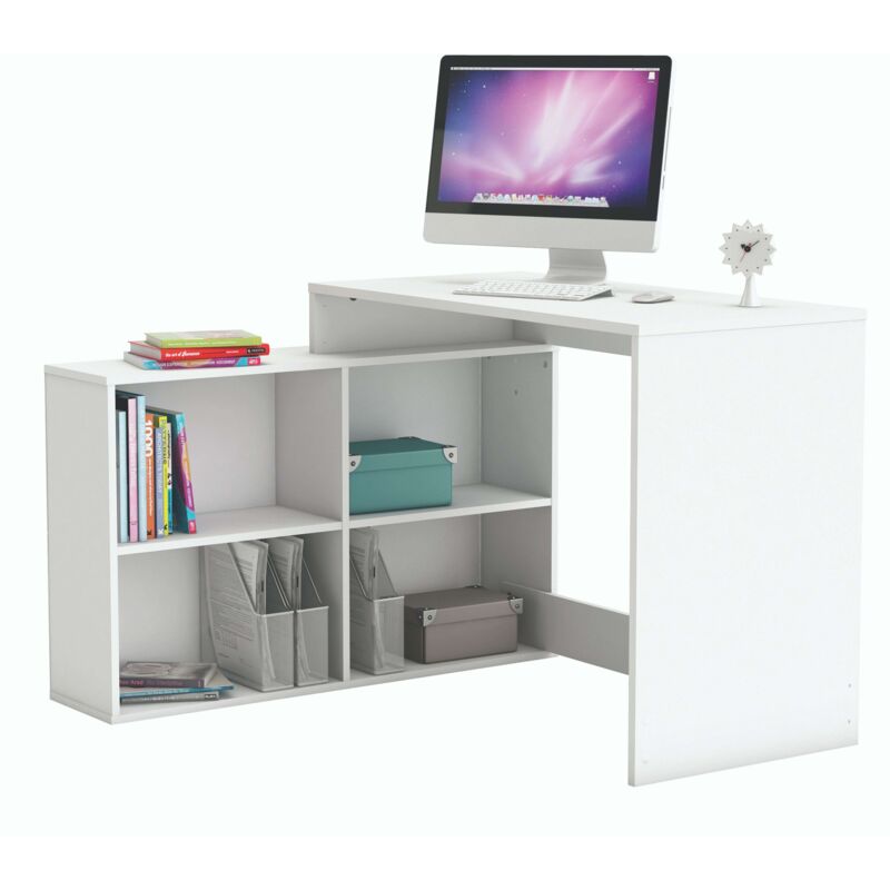 foto del prodotto tavolo scrivania shannon con ripiano basso in rovere o bianco 112x77x101 cm