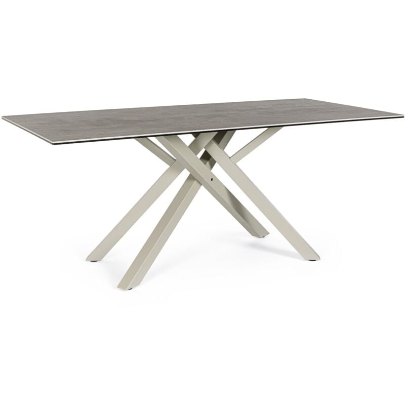 foto del prodotto tavolo sean in ceramica e acciaio 180x90 tortora