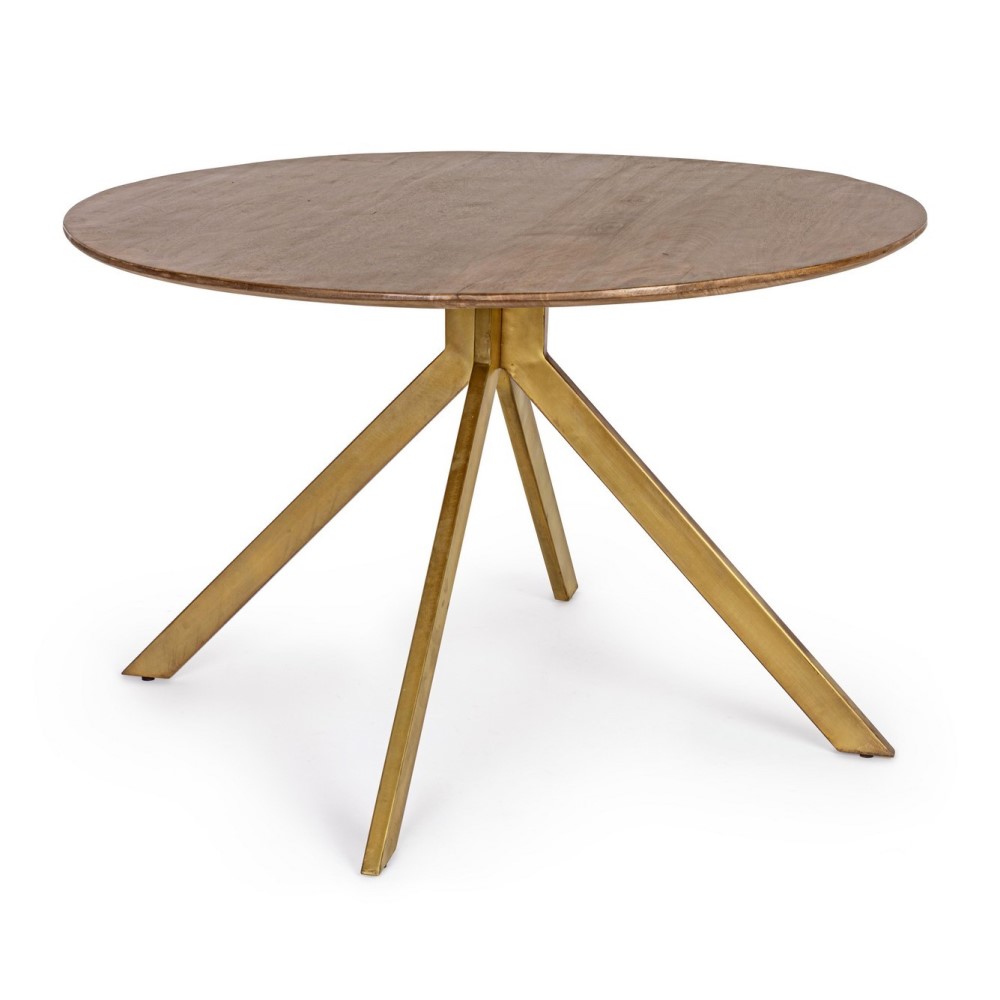 foto del prodotto tavolo sherman rotondo, con gambe, in legno di mango, stile vintage da 120 cm