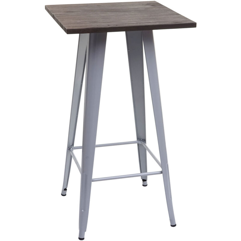 foto del prodotto tavolo tavolino bar quadrato design industriale hhg-401 107x60x60cm legno metallo grigio