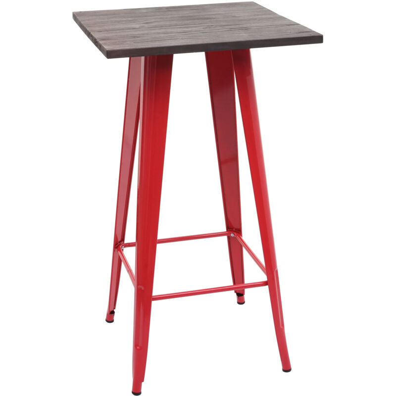 foto del prodotto tavolo tavolino bar quadrato design industriale hhg 401 107x60x60cm legno metallo rosso