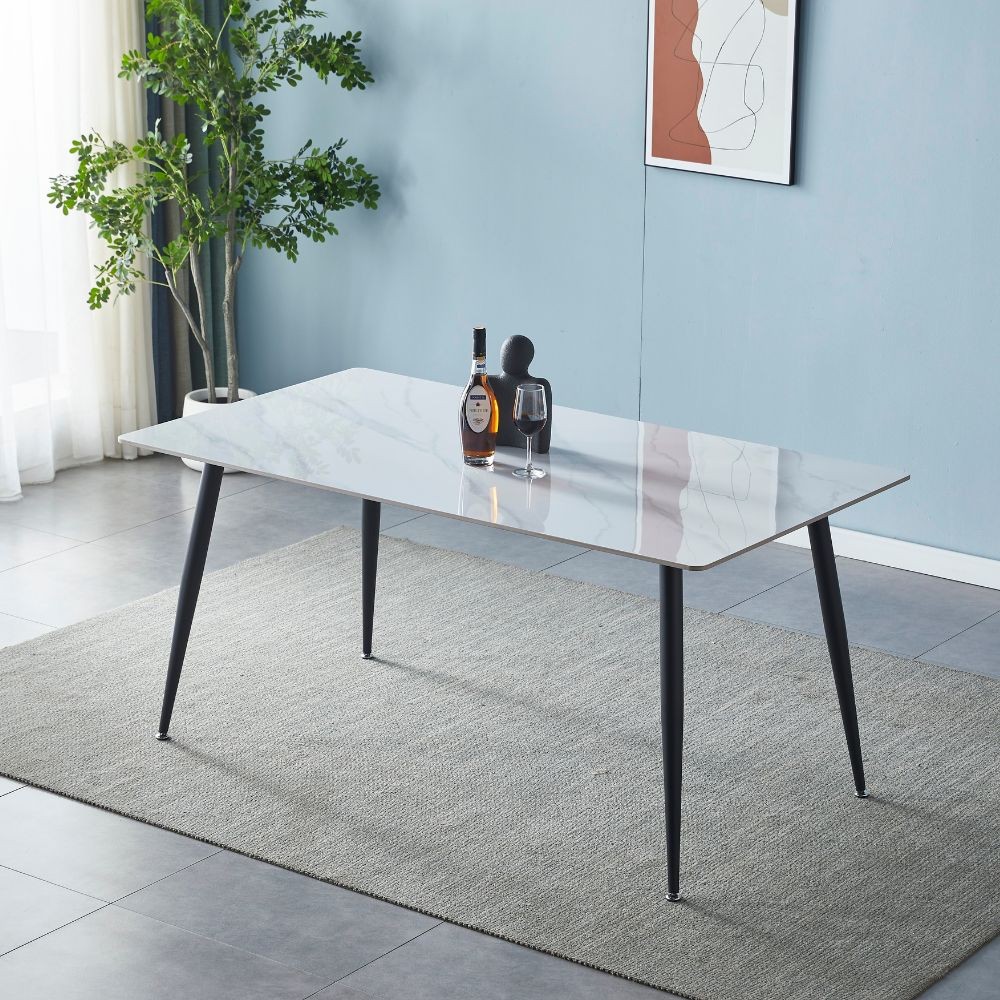 foto del prodotto tavolo top ceramica effetto marmo bianco mila 140x80