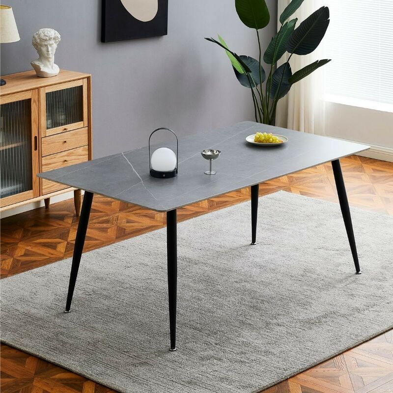 foto del prodotto tavolo top ceramica effetto marmo grigio cemento mila 160x90