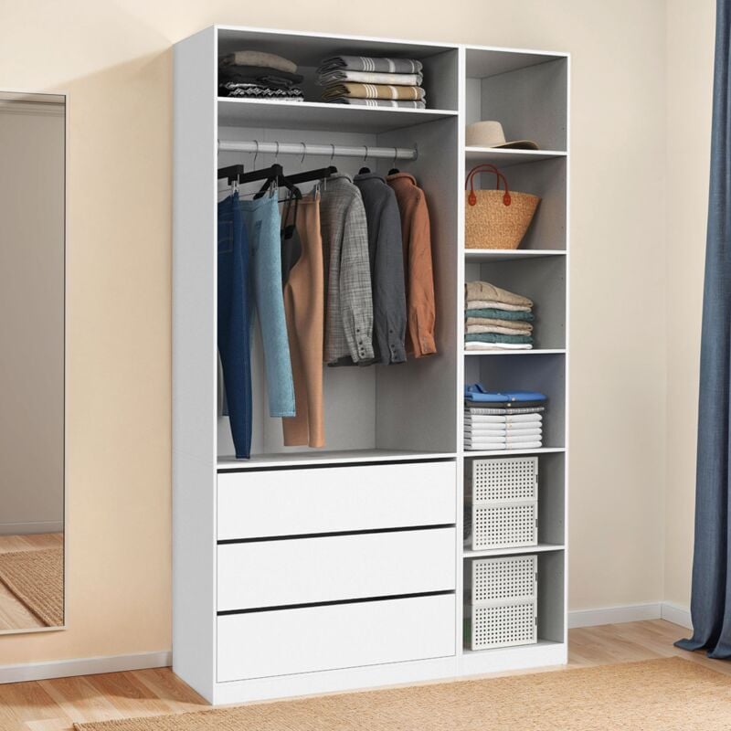 foto del prodotto taylor armadio componibile 120 x 55 x 200 cm 2 moduli con armadio ripiani cassetti bianco