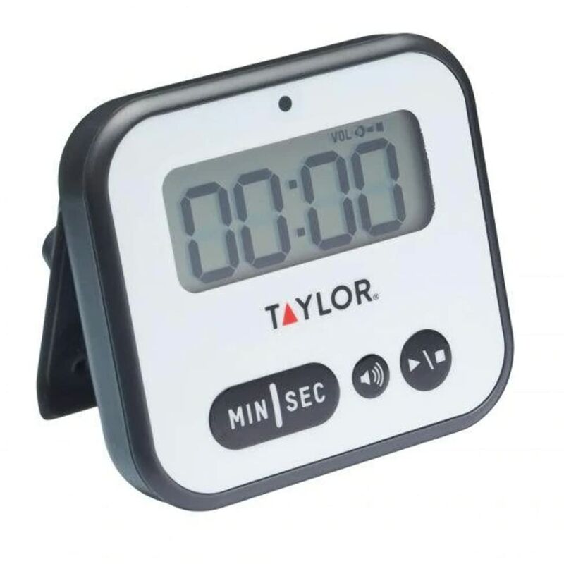 foto del prodotto taylor pro timer da cucina in plastica con avvisatore acustico e luminoso, colore bianco nero, 5 x 8,5 x 7,5 cm