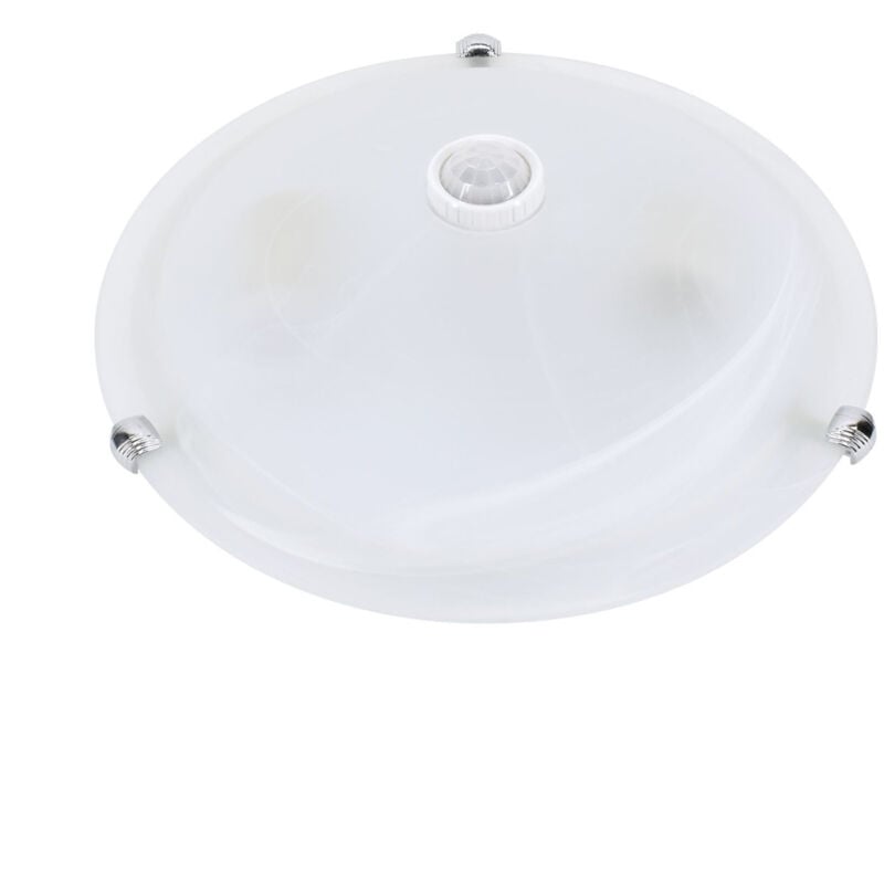 foto del prodotto tazan pir led soffitto 2x40w e27 ip20 vetro e acciaio 300x300mm