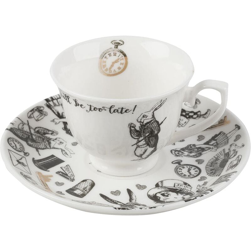 foto del prodotto tazza da caff victoria albert alice in wonderland de e piattino, 100 ml, colore white
