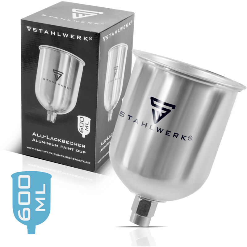 foto del prodotto tazza di flusso in alluminio 600 ml per pistola a spruzzo stahlwerk