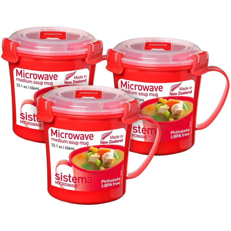 foto del prodotto tazza per zuppa media per microonde contenitore per alimenti utilizzabile in microonde 656 ml senza bpa colori assortiti l 3 pezzi sistema