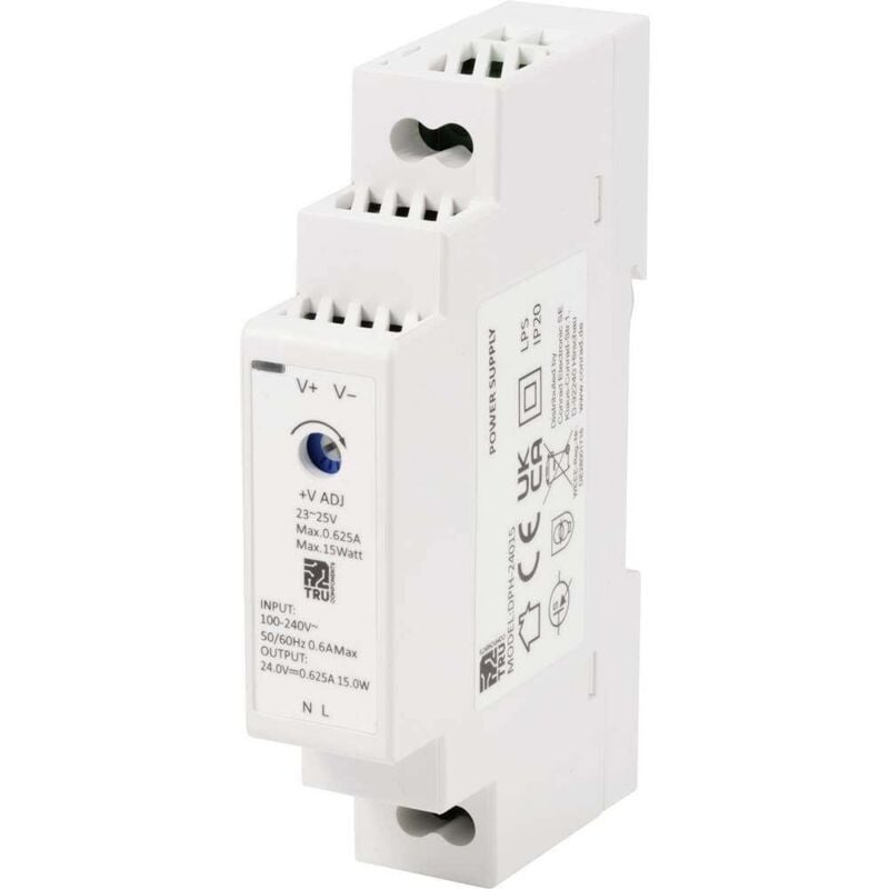 foto del prodotto tc-10580804 alimentatore per guida din 24 v dc 0.625 a 15 w num. uscite 1 x contenuto 1 pz. - tru components