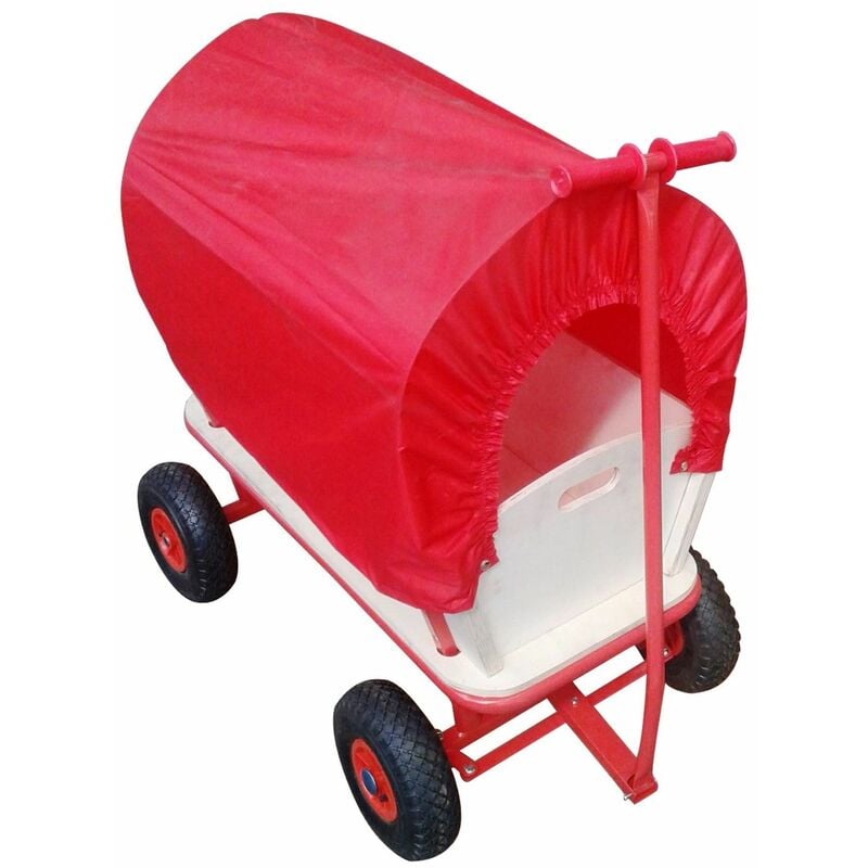 foto del prodotto tc1812m carrello vagone per bambini, carrello di trasporto in legno con telo, carico massimo 180kg varan motors