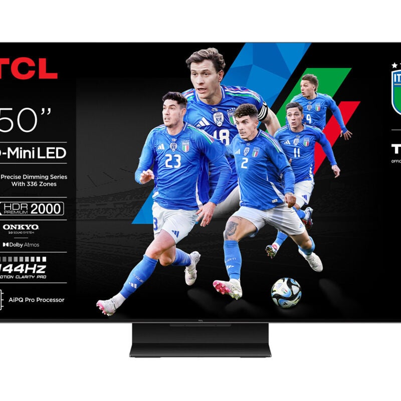 foto del prodotto tcl c79k serie smart tv qd miniled 4k 50 pollici 50c79k, audio onkyo 2.0, dolby vision iq atmos, google tv