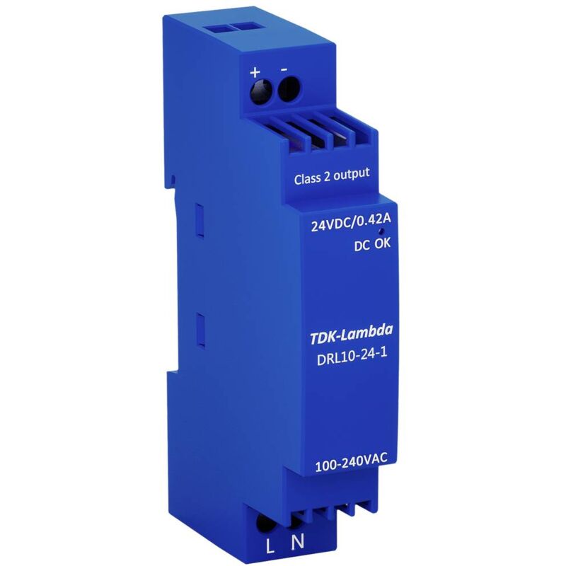 foto del prodotto tdk lambda drl10 24 1 alimentatore per guida din 24 v 0.42 a 10 w contenuto 1 pz.