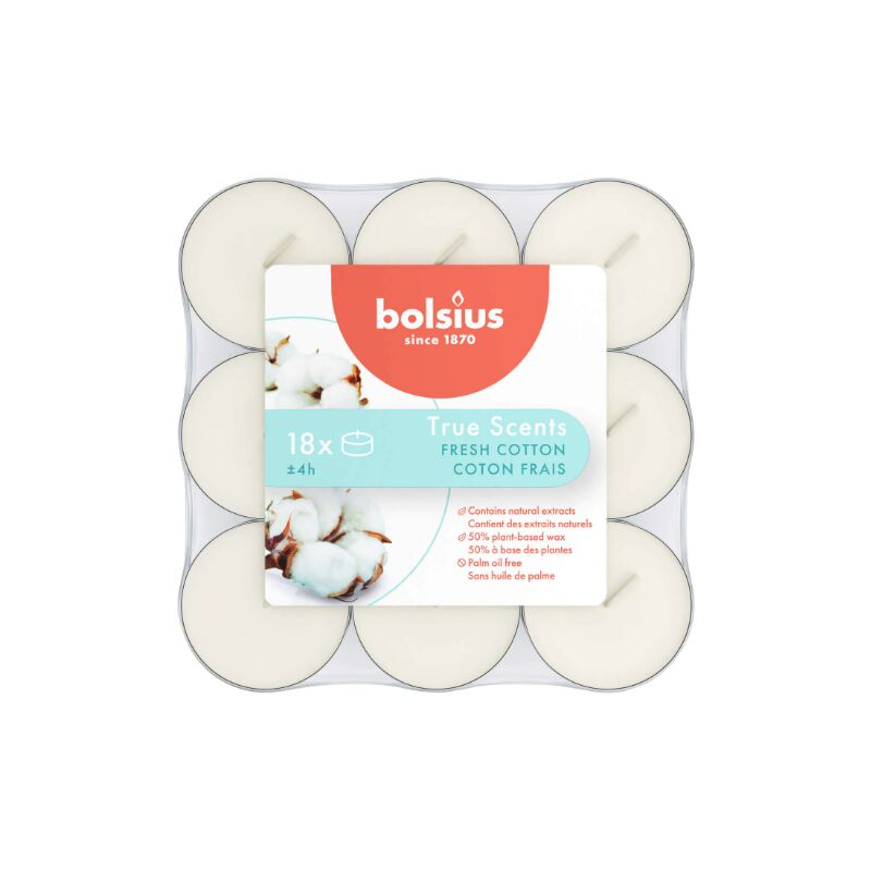 foto del prodotto tealight 18 pz fresh cotton bolsius