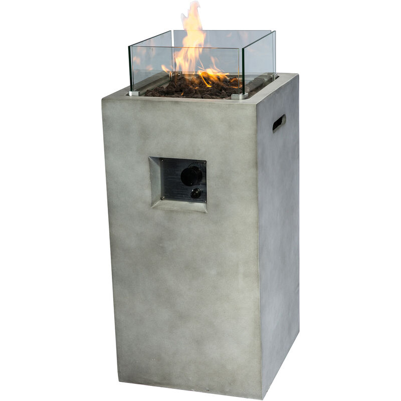 foto del prodotto teamson home all aperto giardino piccolo quadrato bruciatore a gas propano, braciere senza fumo, riscaldatore per mobili da patio con schermo in
