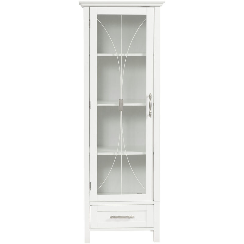 foto del prodotto teamson home delaney bagno in legno autoportante alto e sottile in lino armadietto tower bianco 7961 con anta in vetro