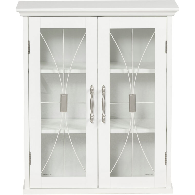 foto del prodotto teamson home delaney pensile da bagno in legno bianco 7930 con 2 ante in vetro